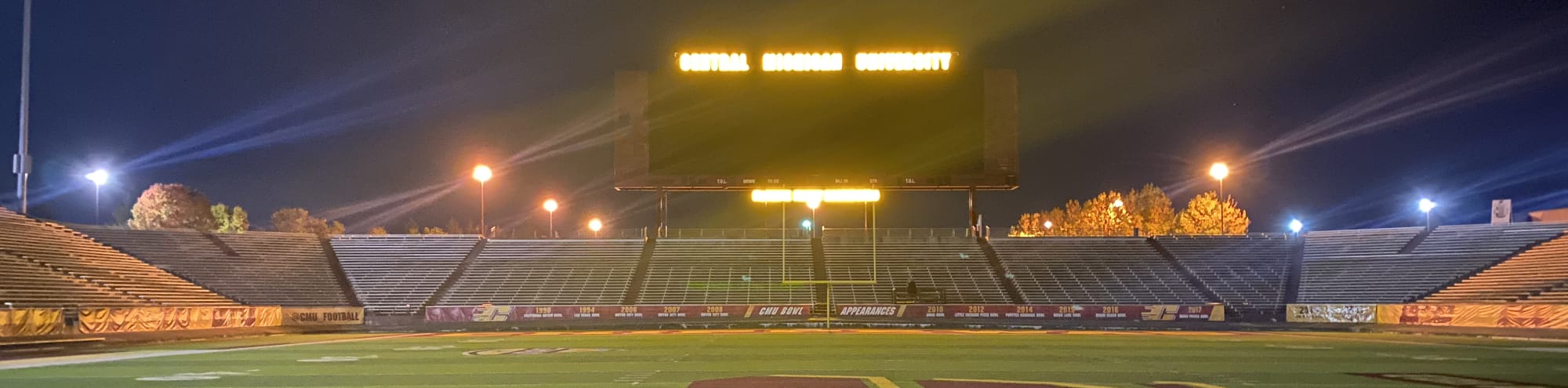 empty football stadium at night under the lights Cincinnati