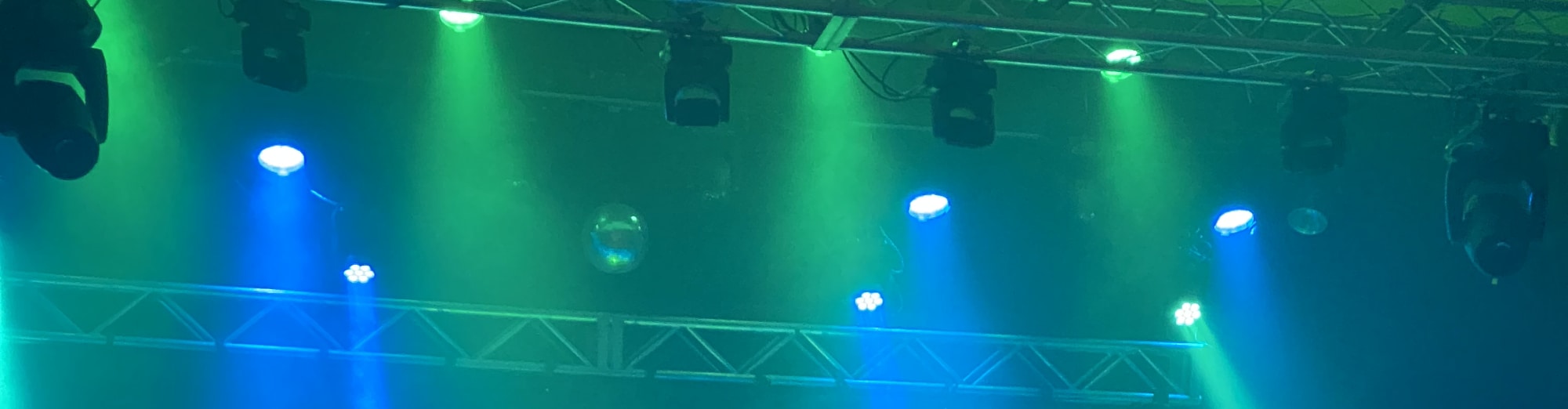 blue and green theater stage lights Cincinnati